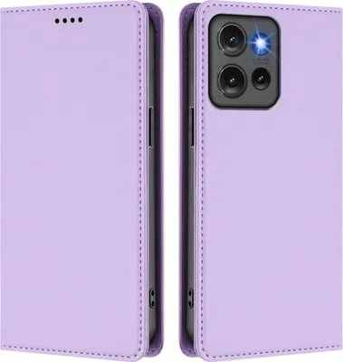 Image de Etui en cuir pour Motorola Edge 50, étui magnétique en cuirPolyuréthaneavec support Violet clair