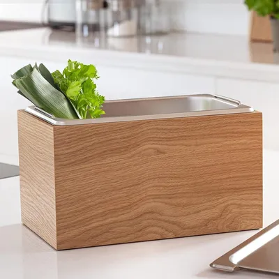 Produktbild von PromoHome® Organischer Kompostbehälter – 4,5L Inhalt, spülmaschinenfest und Holzdesign