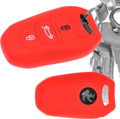 Produktbild von Auto Schlüssel Hülle Silikon Schutz Cover Rot kompatibel mit Citroen C4 DS4 DS6 DS5 DS7 Peugeot 208 508 2008 4008 3 Tasten KEYLESS SMARTKEY