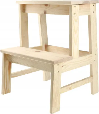 Obrázek produktu pro Dřevěná kuchyňská stolička – schůdek – výška 50 cm – s nášlapem – robustní a stabilní – vyžaduje montáž