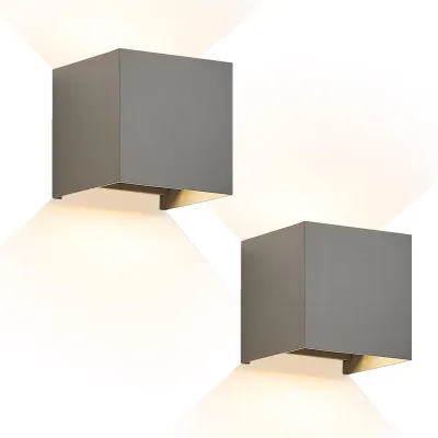 Image de ZMH 2 pièces LED Applique murale extérieure 5W Gris Applique murale Blanc chaud Up Down Lampe extérieure IP65 Etanche Lampe extérieure Cage d'escalier Mur de maison Lampe extérieure Couloir