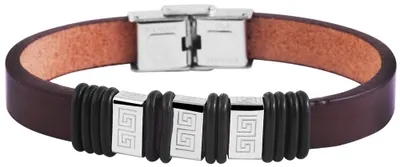 Produktbild von Akzent Armband aus Echtleder und Edelstahl in Dunkelbraun