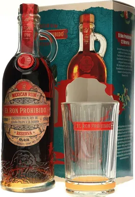 Produktbild von El Ron Prohibido Reserva 12 Jahre Solera 0,7l alc. 40% vol. Geschenkset mit Glas