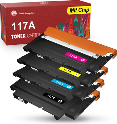 Produktbild von MIT CHIP HP 117A Toner Kingdom Kompatibel Toner Replacement für 117A W2070A für HP Color Laser MFP 178nwg 179fwg HP MFP 179fwg 178nwg Toner 150a 150nw Toner MFP 178nw 179fnw W2071A W2072A W2073A (4 Pack)