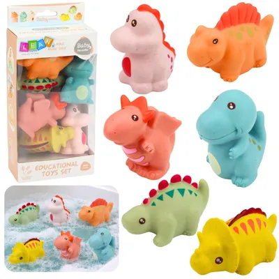 Zdjęcie produktu dla Zestaw Edukacyjnych Gumowych Dinozaurów Do Pastelowych Zabaw Kąpielowych 6 Szt.