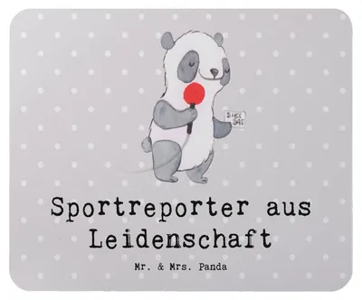 Produktbild von Mr. & Mrs. Panda Mauspad Sportreporter Leidenschaft - Grau Pastell - Geschenk, Mouse Pad, computer mousepad, pc