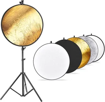 Obrázek produktu pro Sada do fotoateliéru: 110cm reflektor 5 v 1 se stativem a kovovým držákem pro portrétní fotografii