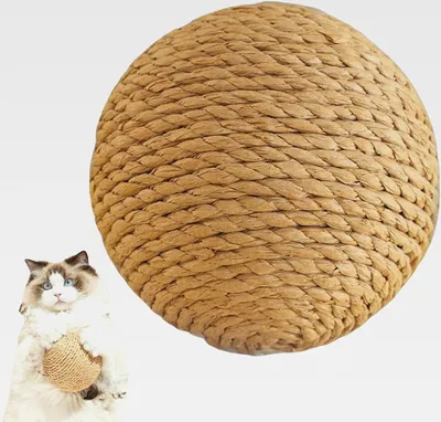 Produktbild von Katzenspielzeugball,Katzen-Sisalball - Kätzchen Kaninchen kratzen natürliches Spielzeug,Katzenrollball Kratzkatzenspielzeug, Rasselhase Sicherheitsspielzeugball für Haustier, Katze, Kaninchen, Welpe