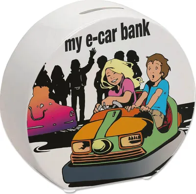 Produktbild von my e-car bank Boxauto Spardose für ein E-Auto in weiß