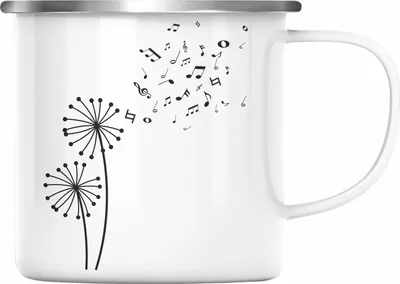 Produktbild von Trendation - Musiker Emaille Tasse Musikliebhaber Musik Musiklehrer Geschenk Geschenkidee Musiklehrerin Coach Geschenkideen Blume (Silber)
