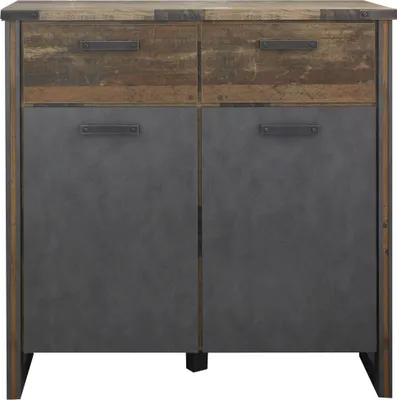Image de Prip Commode 2 portes et 2 tiroirs, style vieux bois, finition Matera.