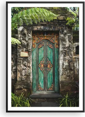 Produktbild von Gerahmtes Poster - Schwarzer Rahmen - Tor Tür Grün - 70x100 cm - Wand Bild - Wanddeko - Wandbilder - Kunstposter - Wandposter - Bilderrahmen - Bilder - Kunstdruck - Wanddekoration - P2BPA70x100-5078