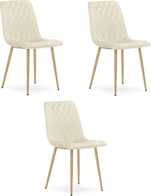 Immagine prodotto di Sedia TURIN - velluto beige chiaro / gambe color legno x 3