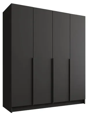 Produktbild von MIRJAN24 Kleiderschrank Santi I, Schlafzimmer, Drehtürenschrank, mit Kleiderstange, Modern, Garderobenschrank, Metallgriffe (Farbe: Schwarz)