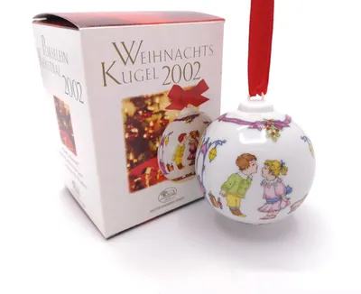 Produktbild von Hutschenreuther Porzellan Weihnachtskugel Kugel 2002 mit Originalverpackung