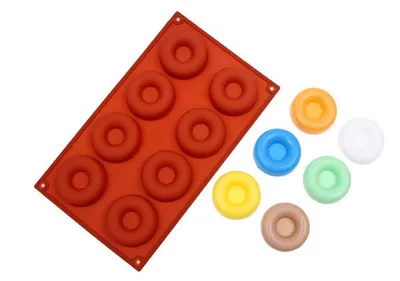 Produktbild von Silikon Donut Formen 2 Stück Antihaftbeschichtet Lebensmittelecht 8 Hohlräume Rot