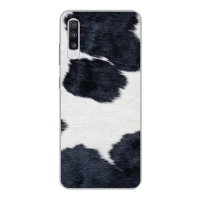 Produktbild von MuchoWow® Handyhülle Schutzhülle Hülle für Samsung Galaxy A70 Bild einer schwarzen und weißen Kuhhaut Silikon Softcase Handy Hülle - Schutzhaube