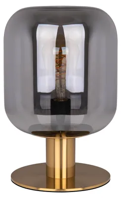 Produktbild von Tischleuchten - Glas-Tischleuchte "ALESSIO" H: 30 cm, Tischlampe im Retro Style, aus Metall und Glas in gold, 30 cm hoch, Ø 20 cm, E27-Fassung – Schnurschalter