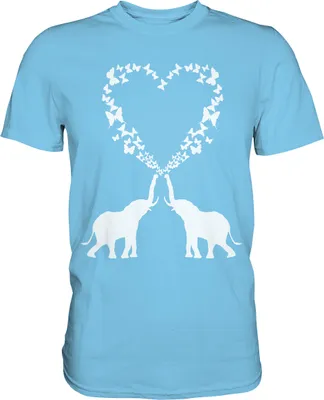 Produktbild von Elefant Herz Schmetterling T-Shirt – Sky Blue / XL