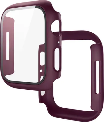 Produktbild von Stravo Case für Apple Watch Series 11/10 42 mm – Hartschale mit Displayabdeckung, passgenaues Design – Rotwein