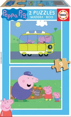 Image de Educa Borras Peppa Pig Puzzle en bois avec 2x9 pièces Golden Golden One Size