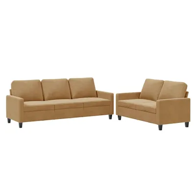 Image de vidaXL Ensemble de canapés 2 pièces avec coussins Marron Velours