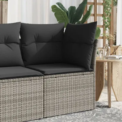Produktbild von ZMH Garten-Ecksofa mit Kissen Grau Poly Rattan
