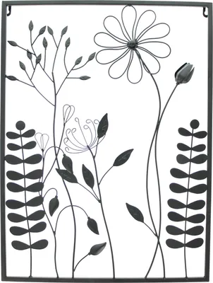 Produktbild von 3D Wandbild Black Flowers Metall 43x58cm – Wanddeko