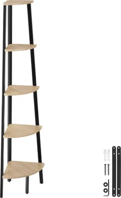 Image de Étagère d’angle Portland 34x34x158,5cm - Bois clair industriel, Chêne Sonoma
