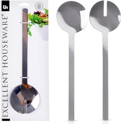 Produktbild von Salatlöffel, Stahl, Silber, 2-teiliges Besteckset, EXCELLENT HOUSEWARE 139394