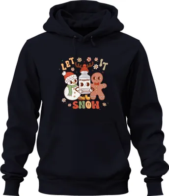Produktbild von Let It Snow Propofol Schneemann Lebkuchenmann niedlich Uni Hoodie Kapuzenpullover, Navy, M
