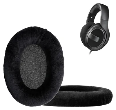 Image de 2 coussinets en velours compatibles avec les casques HD 559/569/599 - Coussinets pour casque circum-aural en noir