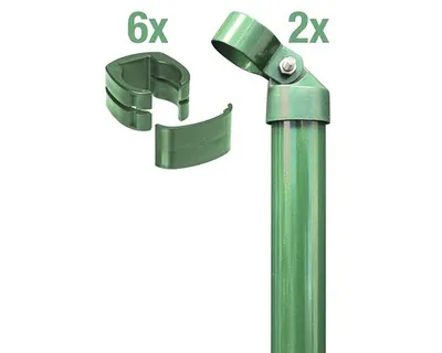 Zdjęcie produktu dla Alberts 602215 Zestaw narożników ogrodzeniowych do siatki zgrzewanej Fix-Clip Pro®, fosforanowany cynkowo na zielono, do osadzania w betonie, wysokość ogrodzenia 1020 mm
