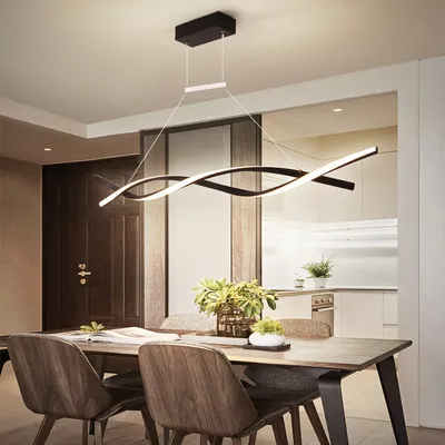 Produktbild von LED Pendelleuchten, Esstisch Pendellampe, Stufenlos Dimmbare Deckenleuchte, 100 cm Höhenverstellbare Hängeleuchte, Esszimmer Hängelampe Schwarz