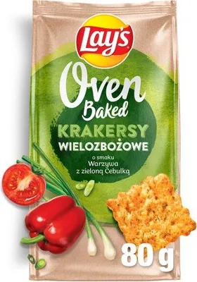 Zdjęcie produktu dla Lay's Oven Baked Krakersy wielozbożowe warzywa z zieloną cebulką 80g