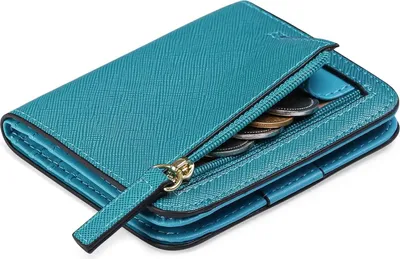 Imagen del producto de Cartera pequeña de cuero sintético para mujer, con protección RFID, mini cartera con cremallera, suave, cómoda, diseño bonito, con compartimento para monedas