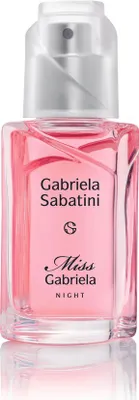 A studio shot of a bottle of Gabriela Sabatini Miss Gabriela Night Eau de Toilette for women.
