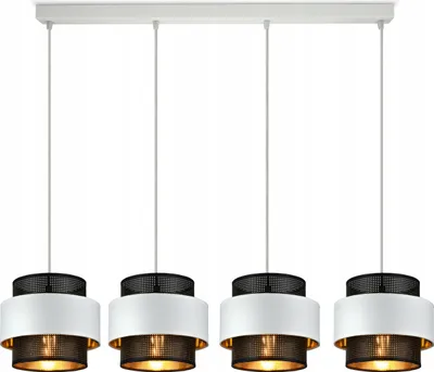 Produktbild von LUXOLAR - Led Pendelleuchte mit Netz 4 flammig - Deckenleuchte Weiß-Schwarz E27 60W - Hängelampe für Wohnzimmer, Küchen
