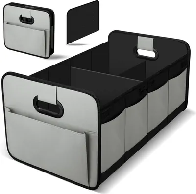 Produktbild von Kofferraumorganizer, Auto-Organizer mit Fächern, faltbare Kofferraumtasche, für Autozubehör, schwarz