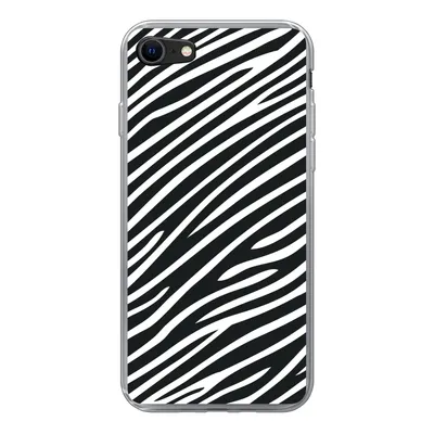 Produktbild von MuchoWow® Handyhülle Schutzhülle Hülle für iPhone SE 2020 Tiermuster - Zebra - Schwarz Silikon Softcase Handy Hülle - Kartenbesitzer