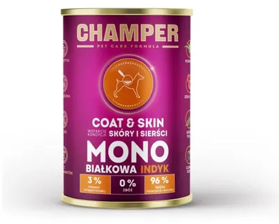 Obrázek produktu pro CHAMPER Coat & Skin Turkey - mokrá krmiva pro psy - 400 g