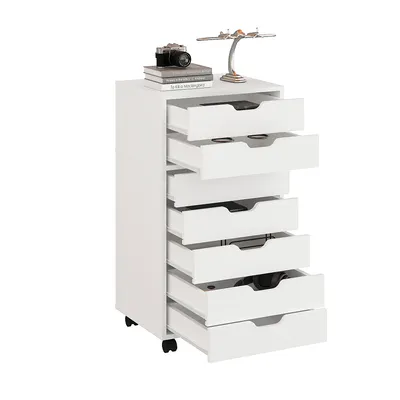 Produktbild von KOMTO Rollcontainer mit 7 Schubladen – Schubladenschrank, Bürokommode, Rollschrank & Aktenschrank mit Rollen für Büro | ROLVO 49 x 40 x 90 cm