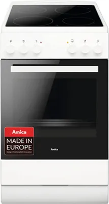 Produktbild von Amica SHC 903 031 W, Freistehender Herd, Weiß, Drehregler, Sensor, Weiß, Vorderseite, Emaille