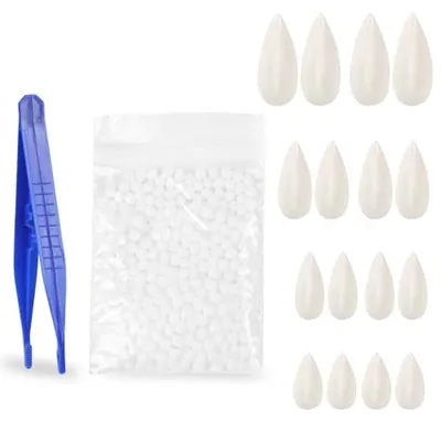 Productafbeelding van Nep Vampiertanden - Fop Gebit - Kostuum Accessoire - Vier Maten Set - 8 Delig - Natuurlijk