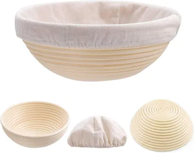 Produktbild von Gärkorb aus natürlichem Rattan, rund, 18 cm, für selbstgebackenes Brot