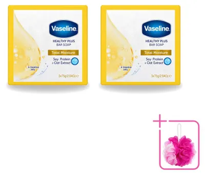 Imagen del producto de 2 unidades de jabón Vaseline Total Moisture Healthy Plus, 75 g cada uno - Paquete económico - 2 unidades