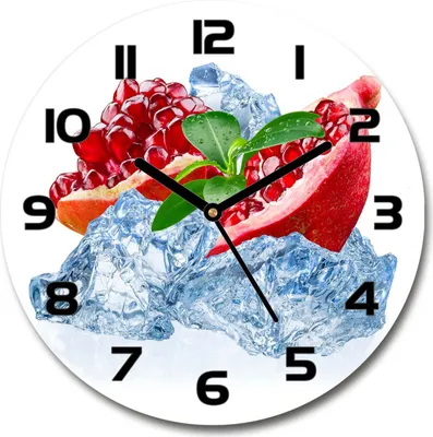 Produktbild von Wanduhr aus Glas 30fi Glasbild Glasuhr Gehärtetes Glas - schwarze-zeiger - Pomegranate with ice