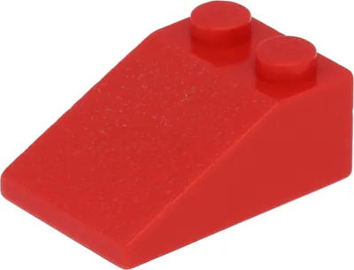 A single red LEGO brick with a sloped top and two studs.