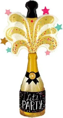Productafbeelding van Champagnefles-folieballon voor een feest, 59x113 cm