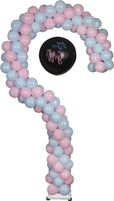 Produktbild von Famanu Ballonständer Höhenverstellbar mit Metallbogen für Baby Geschlecht Enthüllung - Schwarz